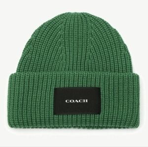 NWT Coach Ribbed Knit Beanie Hat – Hunter Green